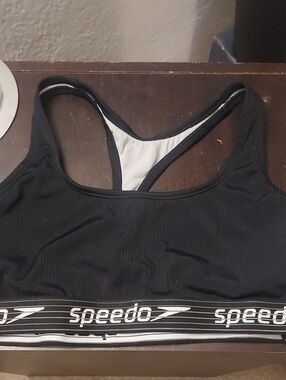Speedo Black Racerback Swim Sports Bra